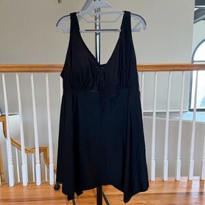 NWT Evans Black Sharkbite hem Swim Dress